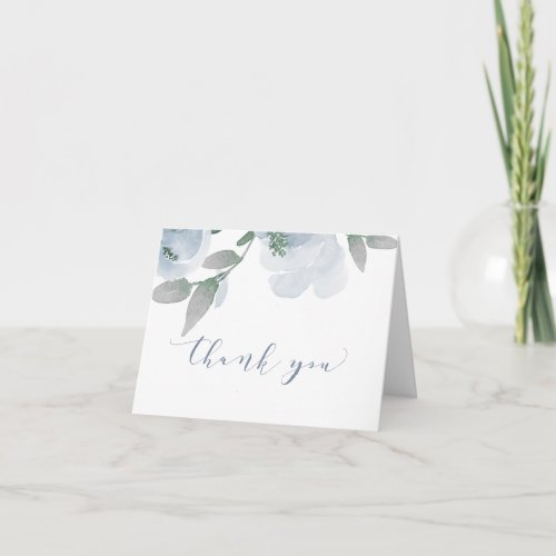 Wedding Shower Soft Dusty Blue Watercolor V2 Thank You Card