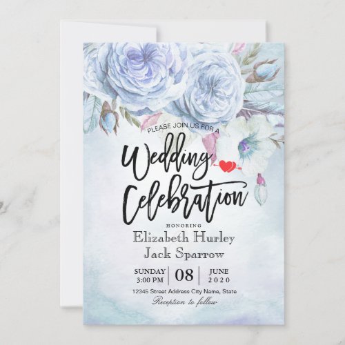 Wedding Shower Watercolor Bohemian Floral Feathers Invitation