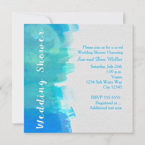 WEDDING SHOWER Watercolor Tropical Blue Invitation