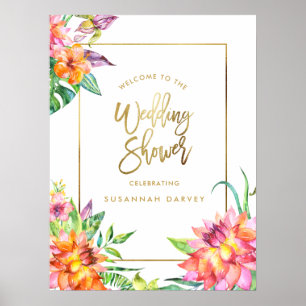 Wedding Shower Welcome Sign Tropical Watercolors