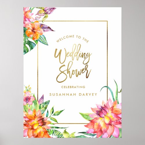 Wedding Shower Welcome Sign  Tropical Watercolors