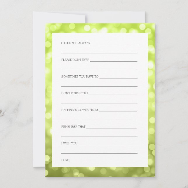 Wedding Shower Wishes Chartreuse Glitter Lights Invitation (Front)