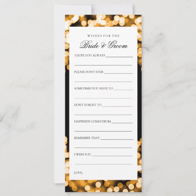Wedding Shower Wishes Gold Sparkly Lights Invitation (Front)