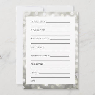 Wedding Shower Wishes Silver Glitter Lights Advice Card