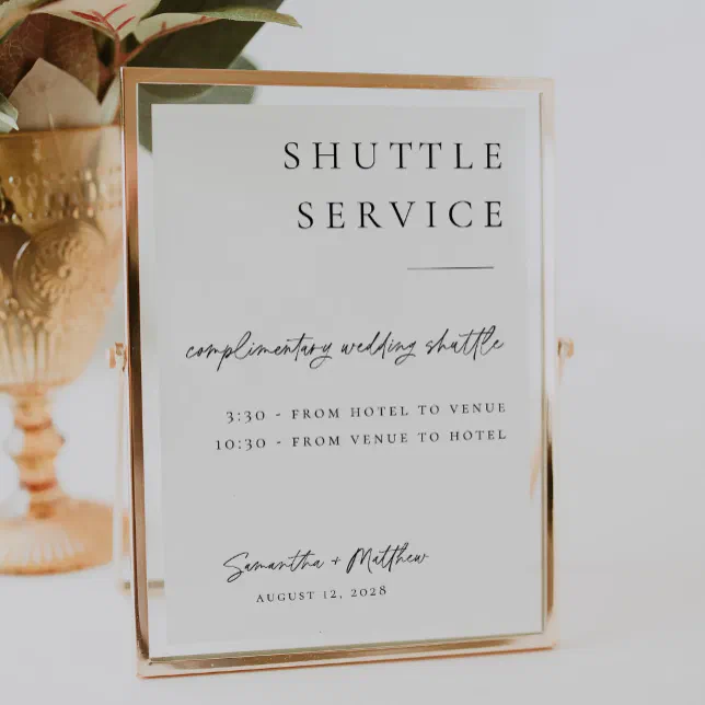 Weddign Shuttle Sign Wedding Shuttle Service Sign | Zazzle