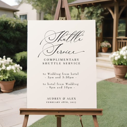 Wedding Shuttle Service Sign Modern Elegant