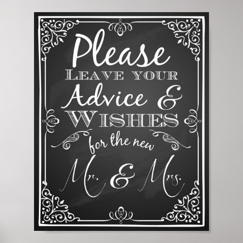 Wedding sign advice and well wishes new Mr  Mrs