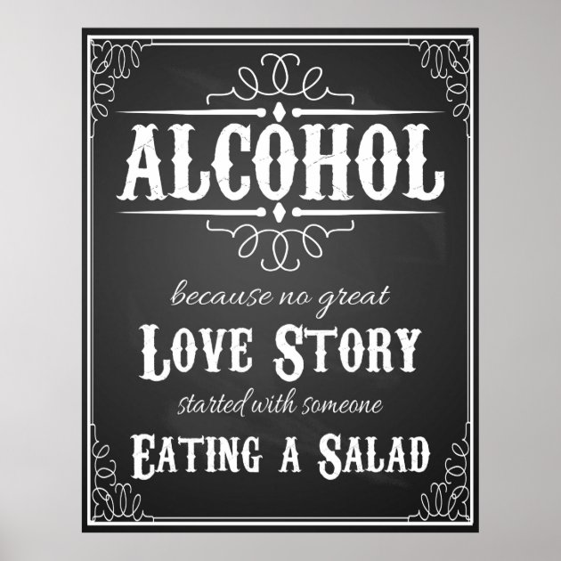 Wedding Sign Alcohol BLACKBOARD-CHALKBOARD Poster
