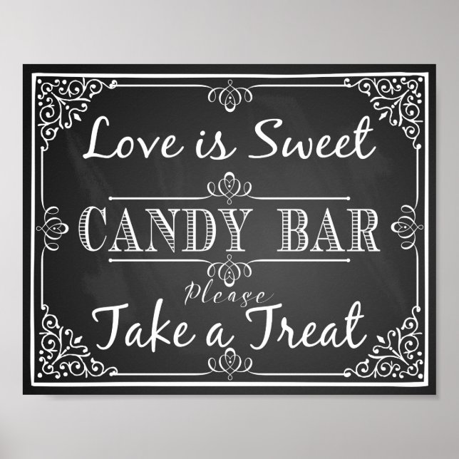 Wedding sign candy bar love is sweet chalkboard (Front)