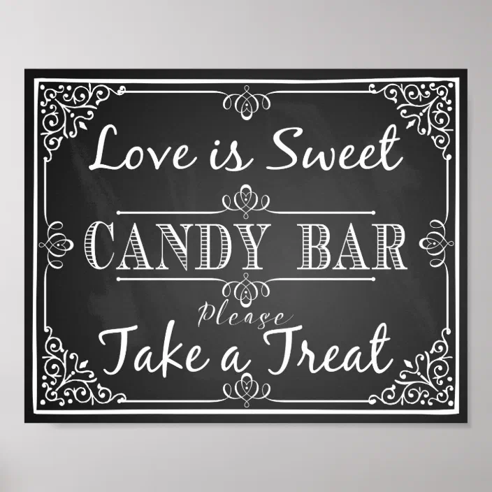 Pretty Chalkboard Style Candy Buffet Love Is Sweet Personalised Wedding Sign 
