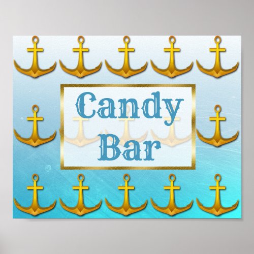 Wedding Sign Candy Bar Oceanic Aqua Blue  Gold