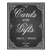 Wedding sign card and gift table