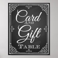 Wedding sign card and gift table