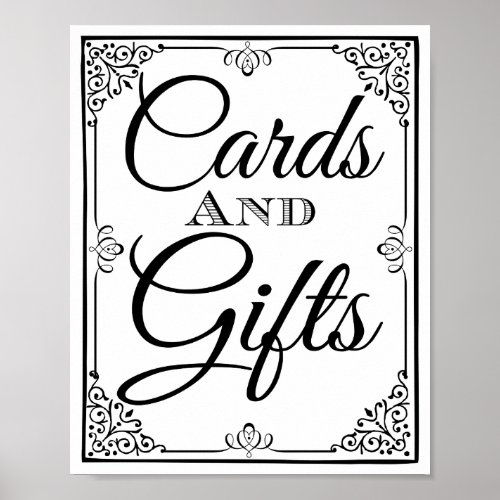Wedding sign cards and gifts table