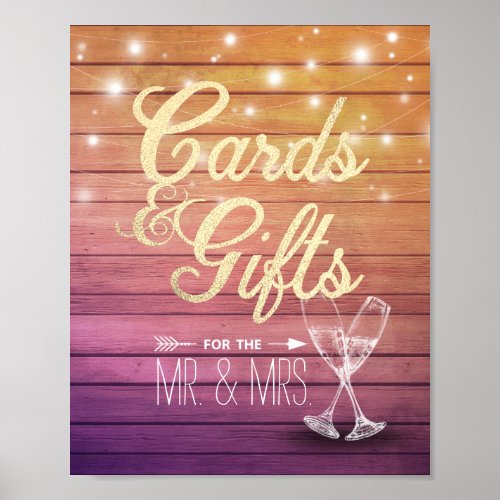 Wedding Sign Cards  Gifts Champagne Glasses Wood
