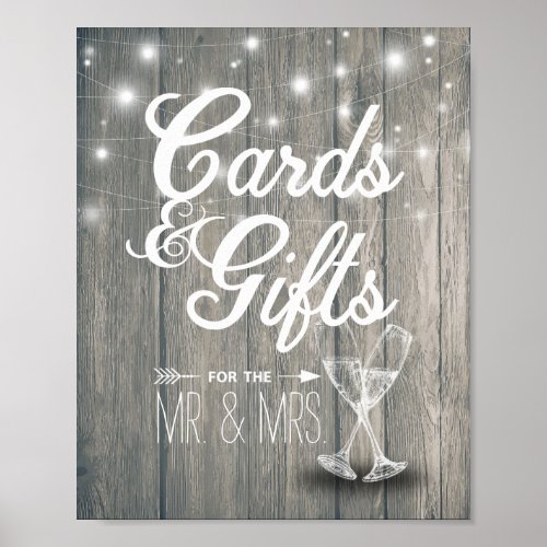 Wedding Sign Cards  Gifts Champagne Glasses Wood