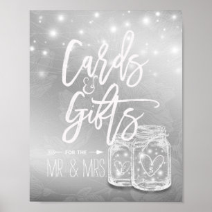 Wedding Sign Cards Gifts Mason Jars String Lights