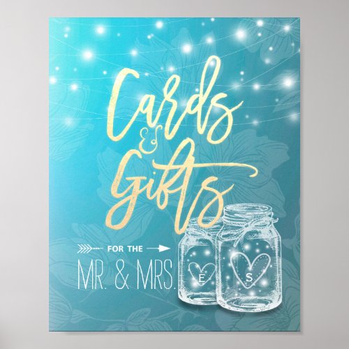 Wedding Sign Cards Gifts Mason Jars String Lights