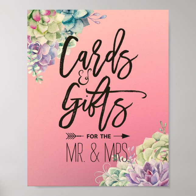 Wedding Sign Cards & Gifts Watercolor Succulents (Front)
