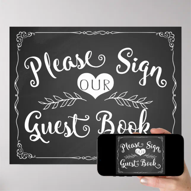 Wedding sign chalkboard "Guest book" Zazzle