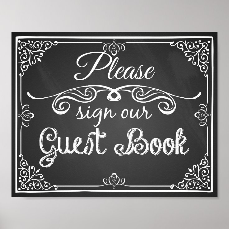 Wedding sign chalkboard "Guest book" print Zazzle