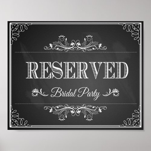 Wedding sign chalkboard Reserved bridal party