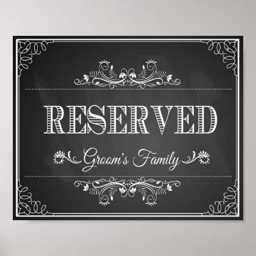 Wedding sign chalkboard Reserved grooms family