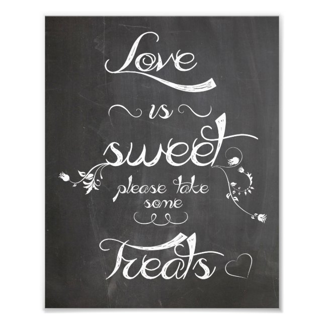 Wedding sign Chalkboard style  love is sweet (Front)