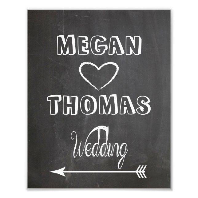 Wedding sign Chalkboard style  party way left (Front)