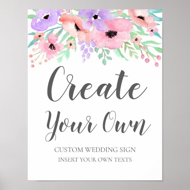 Wedding Sign – Create Your Own Floral Wedding Sign (Front)