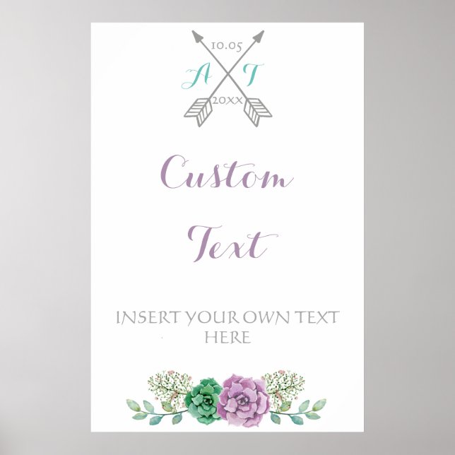 Wedding sign Custom text, bothanical flower (Front)