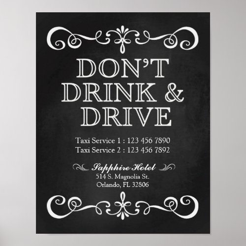 Wedding Sign  Dont Drink  Drive Chalkboard