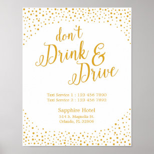Wedding Sign – Don’t Drink & Drive Confetti Sign