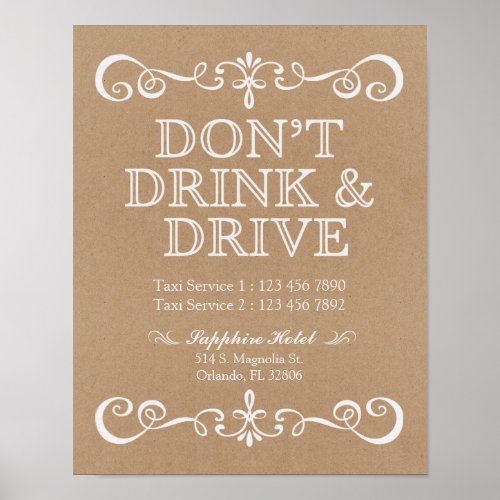 Wedding Sign  Dont Drink  Drive Rustic Sign