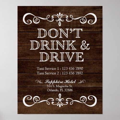 Wedding Sign  Dont Drink  Drive Rustic Wedding