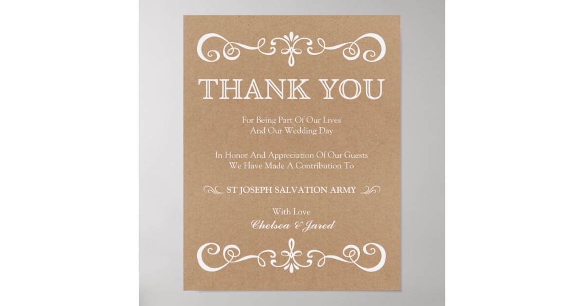 Wedding Sign – Donation Rustic Wedding Sign | Zazzle