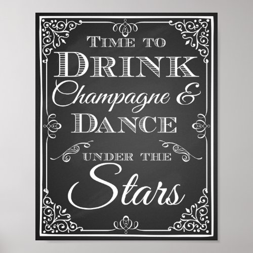 Wedding sign drink champagne dance stars