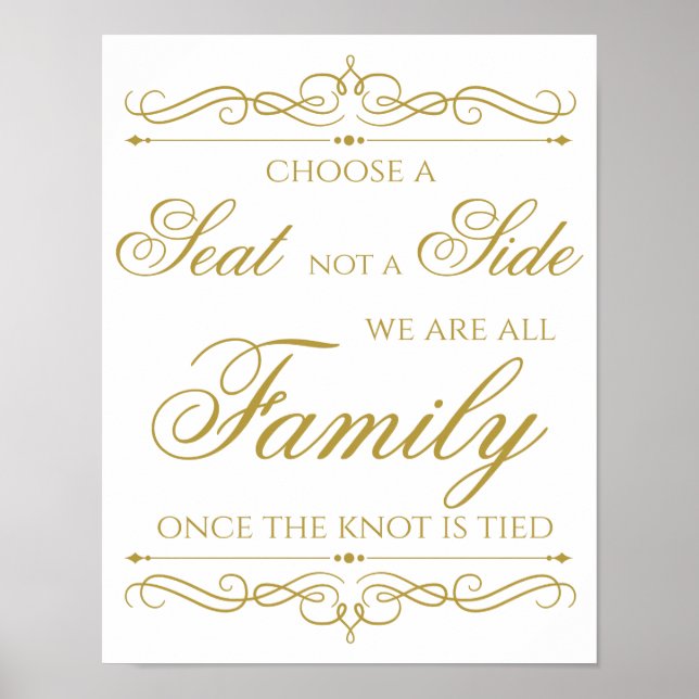 Wedding Sign | Elegant Gold Swirl Calligraphy (Front)