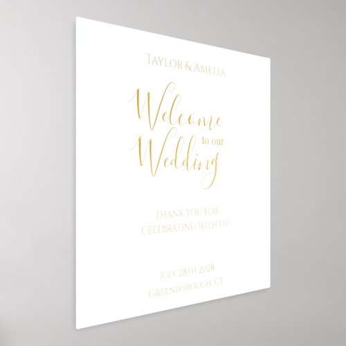 Wedding Sign Elegant Script Real Gold Foil