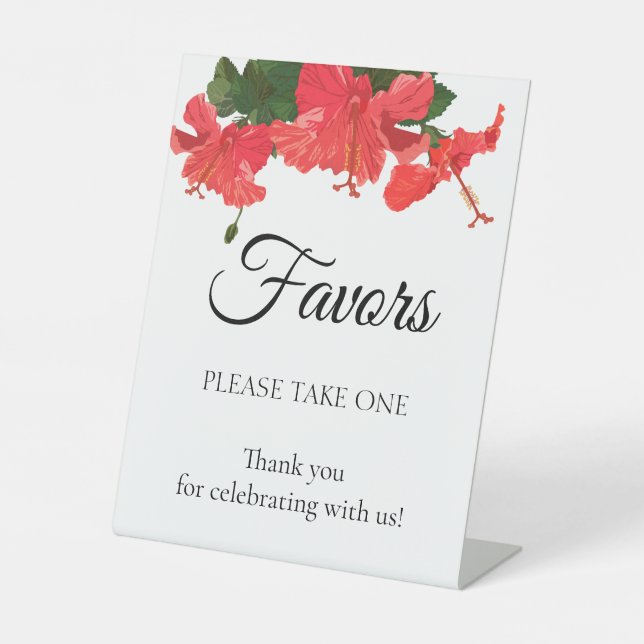 Wedding Sign Favors with Red Hibiscus (Front)