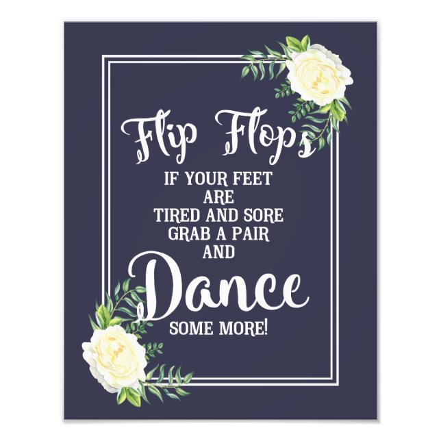 wedding sign, flip flops, wedding, floral rose photo print (Front)