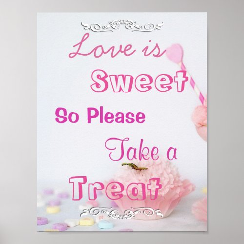 Wedding Sign for Candy Buffet Pink Cupcakes