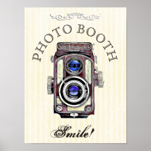 Wedding Sign for Photo Booth, Cream Vintage Camera