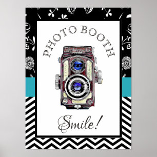 Wedding Sign for Photo Booth, Vintage Camera