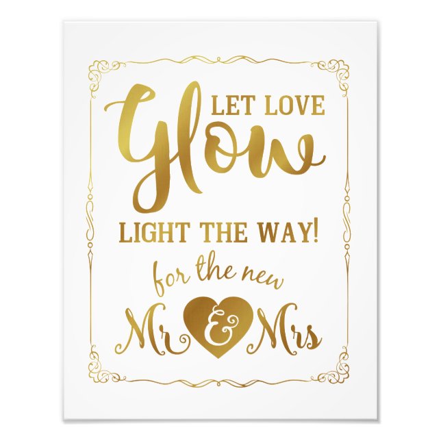 wedding sign, glow sticks, wedding, black photo print (Front)