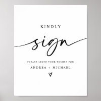 Wedding Sign Guest Book Modern Minimalist Heart
