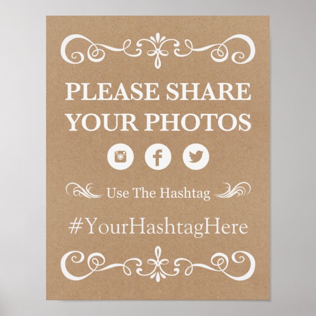 Wedding Sign – Hashtag Rustic Wedding Sign (Front)