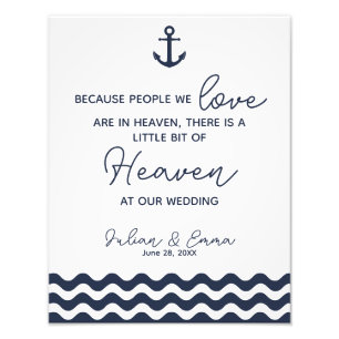 wedding sign, heaven at wedding, navy nautical photo print