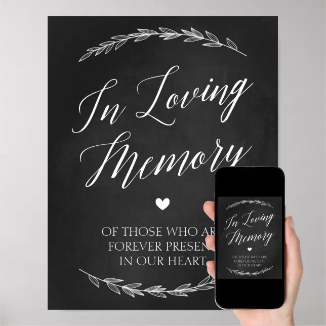 Wedding Sign In Loving Memory Chalkboard Sign Zazzle 