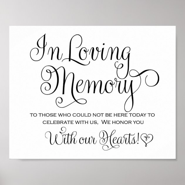 Wedding Sign - In Loving Memory Poster